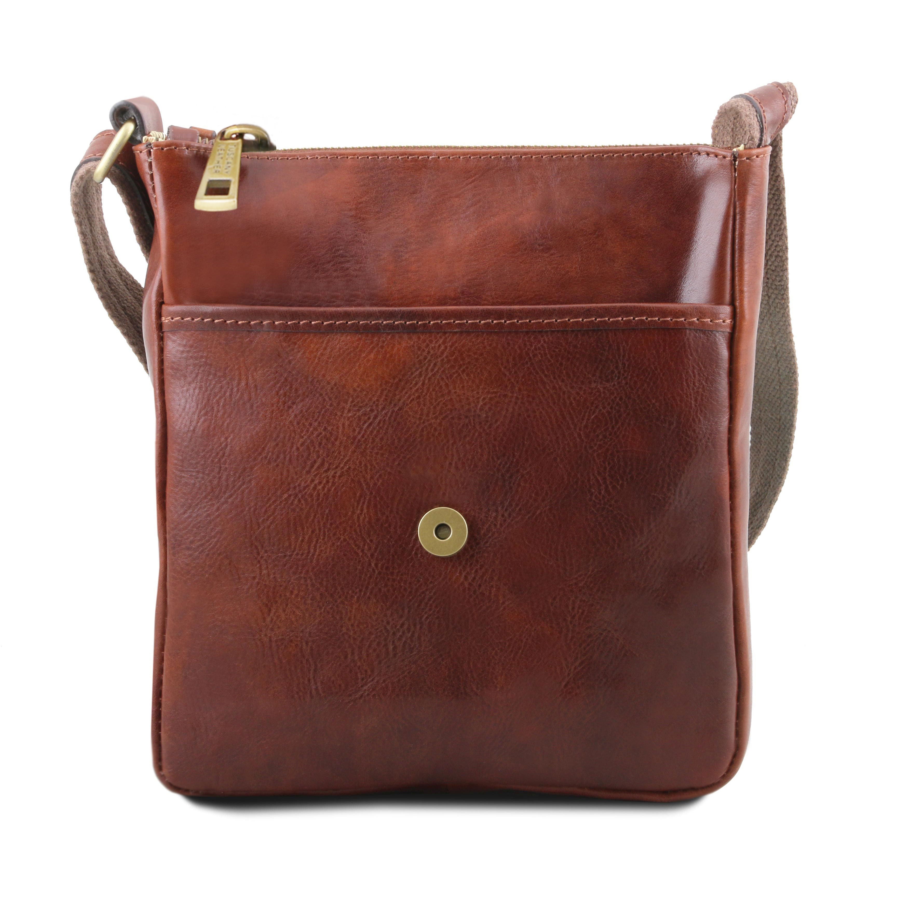 JOHN TL141408 Leather Crossbody bag for men With Front zip